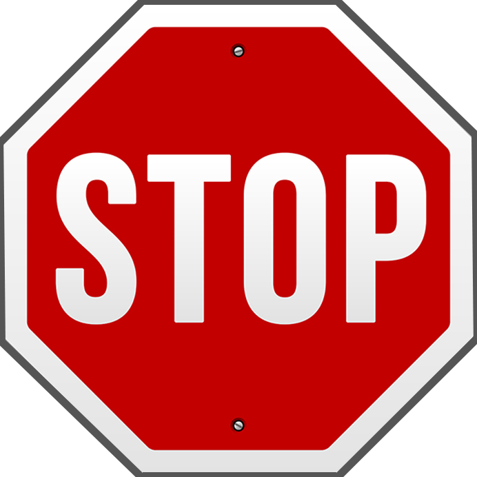 red sign with white text reading STOP